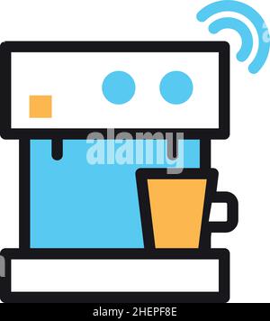 Coffe maker icon. Smart house device. Internet of things concept Stock Vector
