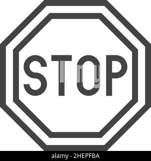 Stop sign icon. Danger symbol. Black line octagon Stock Vector