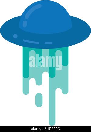 Ufo icon. Blue alien ship logo. Abducting symbol Stock Vector