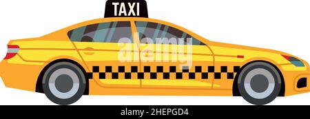 Taxi icon. Yellow car with black square pattern Stock Vector