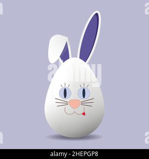 Easter card. A funny egg with bunny ears and a muzzle. Easter. Vector illustration. Stock Vector