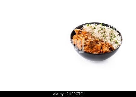Indian butter chicken isolated on white background Stock Photo