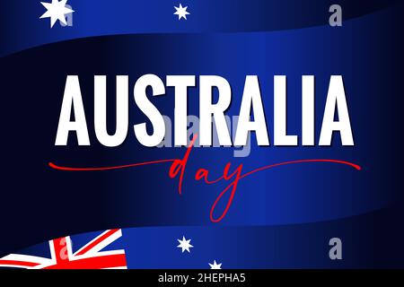Australia day flags and lettering poster. Australian holiday banner with flag and text. Vector illustration Stock Vector