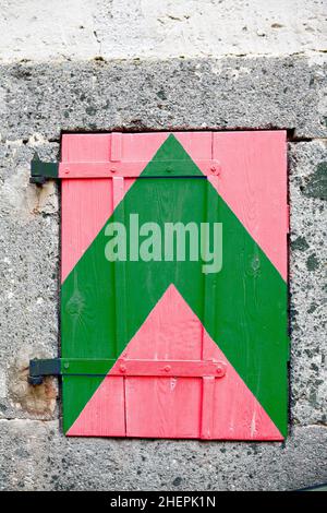 painted window shutter, Austria Stock Photo