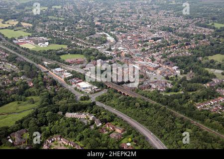 aerial view of Wilmslow town in Cheshire, UK Stock Photo