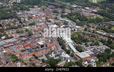 aerial view of Wilmslow town in Cheshire, UK Stock Photo