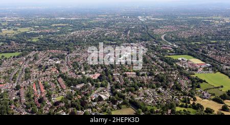 aerial view of Wilmslow town in Cheshire, UK Stock Photo