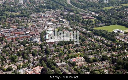 aerial view of Wilmslow town in Cheshire, UK Stock Photo