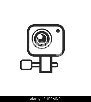 simple small style action sports hd high definition video camera icon sport outline lineart vector isolated on white background Stock Vector