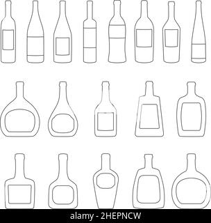 Set of bottles with labels, vector illustration Stock Vector