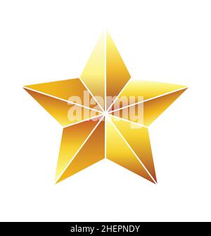 faceted gold star vector element isolated on white background Stock Vector