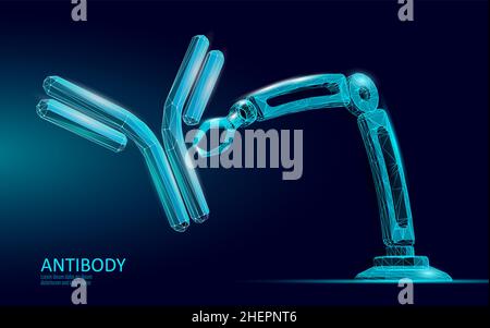 Antibody immunoglobulin coronavirus vaccine result. 3D medical infection model. Immunization COVID poster template. Blood test green pass certificate Stock Vector