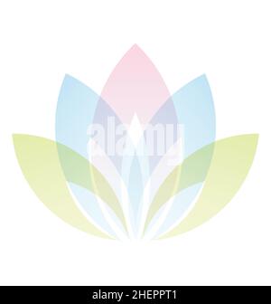 beautiful stylized soft pastel translucent lotus flower bloom vector isolated on white background Stock Vector