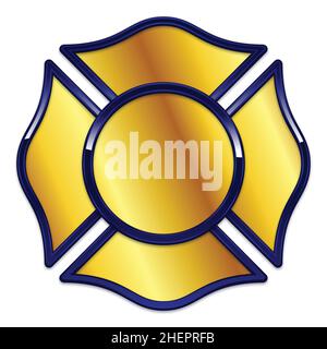 fire rescue logo base gold with dark blue trim vector isolated on white background Stock Vector