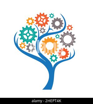 gear tree icon symbol isolated on white background vector illustration Stock Vector