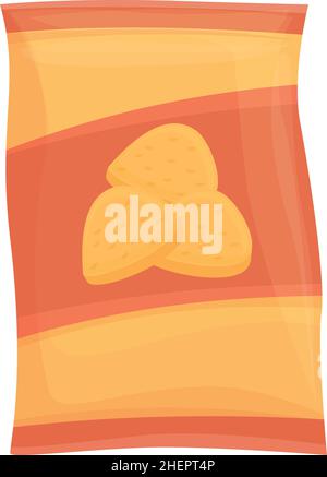 Chili chips icon cartoon vector. Potato with sauce. Spice cream Stock Vector