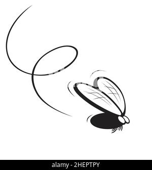 simple funny cartoon fly buzzing through the air vector isolated one white background Stock Vector