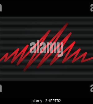 Stylized red sonic wave soundwave design vector on black background Stock Vector