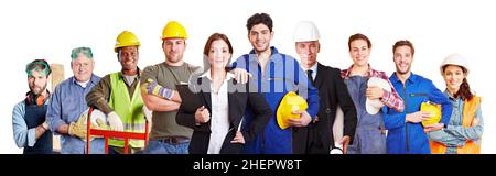 Successful team of workers and engineers as a construction concept Stock Photo