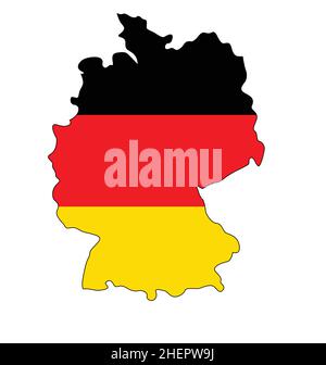 Germany deutschland map with flag flowing silk, vector isolated on white background Stock Vector