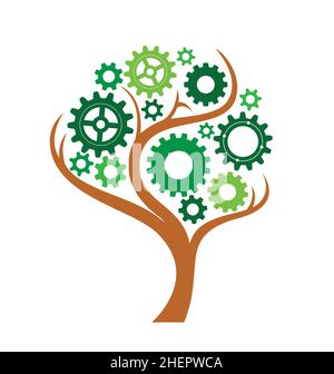 gear tree icon symbol isolated on white background vector illustration Stock Vector