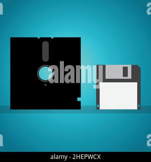 Floppy disk front and back, conceptual vector Stock Vector