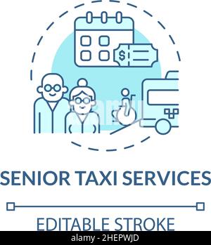 Senior taxi service turquoise concept icon Stock Vector