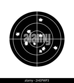 simple black shooting target white lines with bullet holes vector isolated on white background Stock Vector