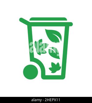 simple green garden waste bin outline symbol icon vector isolated on white background Stock Vector