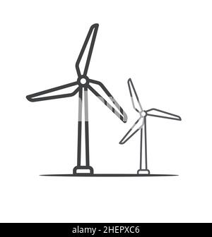 simple wind turbines power generators icon symbol vector isolated on white background Stock Vector