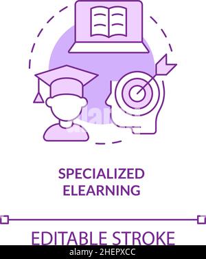 Specialized elearning purple concept icon Stock Vector