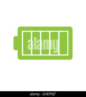 simple green battery icon full 5 bars vector isolated on white background Stock Vector