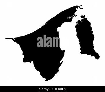 Brunei silhouette map isolated on white background Stock Vector