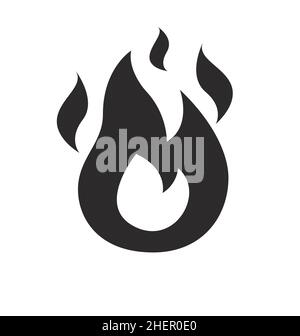 fire flame simple icon symbol vector isolated on white background Stock Vector