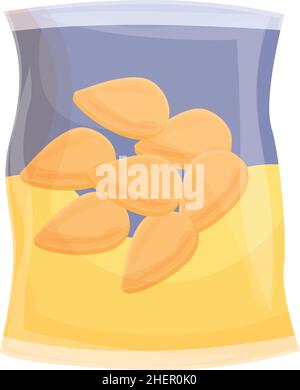 Seed bag icon cartoon vector. Kids food. Natural sunflower Stock Vector