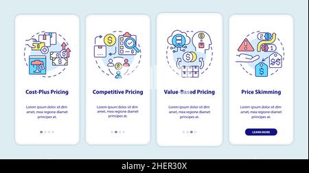 Marketing strategies onboarding mobile app screen Stock Vector Image ...