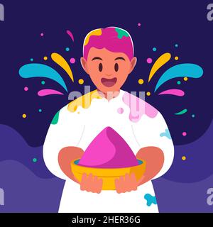 Hand drawn holi illustration Vector illustration. Stock Vector