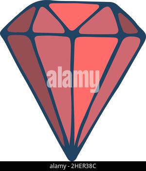 Red brilliant icon. Shiny jewel in cartoon style Stock Vector