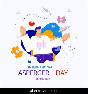 Flat international asperger day illustration Vector illustration. Stock Vector