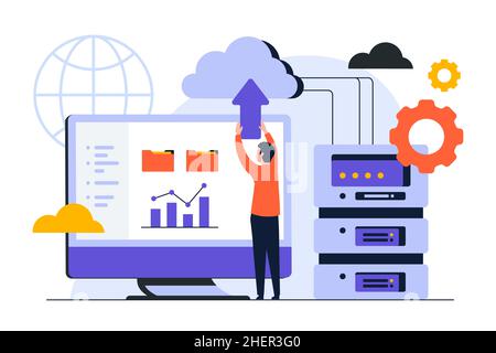 Hand drawn flat design website hosting illustration Vector illustration. Stock Vector