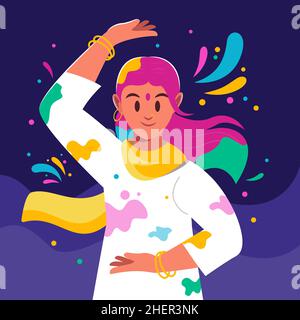 Hand drawn holi illustration Vector illustration. Stock Vector