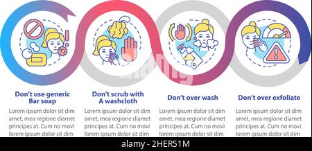 Skincare donts loop infographic template Stock Vector