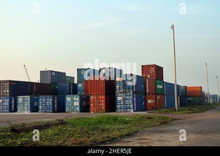 Bagerhat, Bangladesh - January 11, 2015: The Mongla seaport is the second busiest seaport of Bangladesh. It is located in Bagerhat in the southwestern Stock Photo