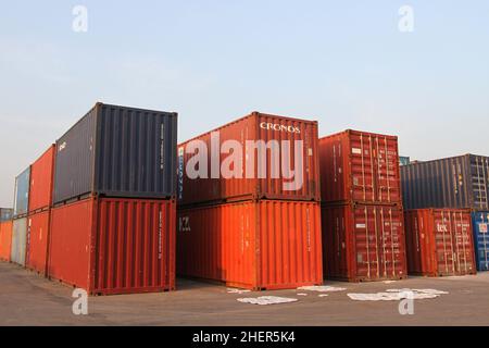 Bagerhat, Bangladesh - January 11, 2015: The Mongla seaport is the second busiest seaport of Bangladesh. It is located in Bagerhat in the southwestern Stock Photo