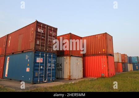 Bagerhat, Bangladesh - January 11, 2015: The Mongla seaport is the second busiest seaport of Bangladesh. It is located in Bagerhat in the southwestern Stock Photo