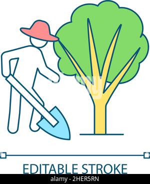 Plant trees RGB color icon Stock Vector