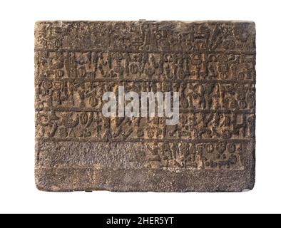 Slab with Hittite hieroglyphic inscriptions mentioning the activities of King Urhilina and his son. 9th century BC. Istanbul Archaeology Museum. Stock Photo