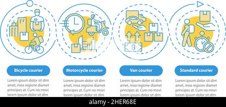 Courier delivery business blue circle infographic template Stock Vector
