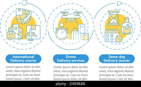 Courier business blue circle infographic template Stock Vector