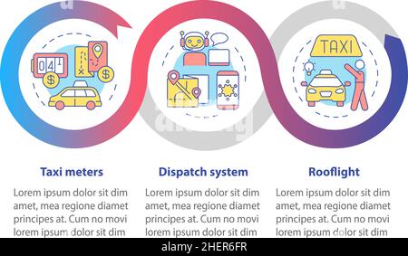 Equipment for taxi business loop infographic template Stock Vector